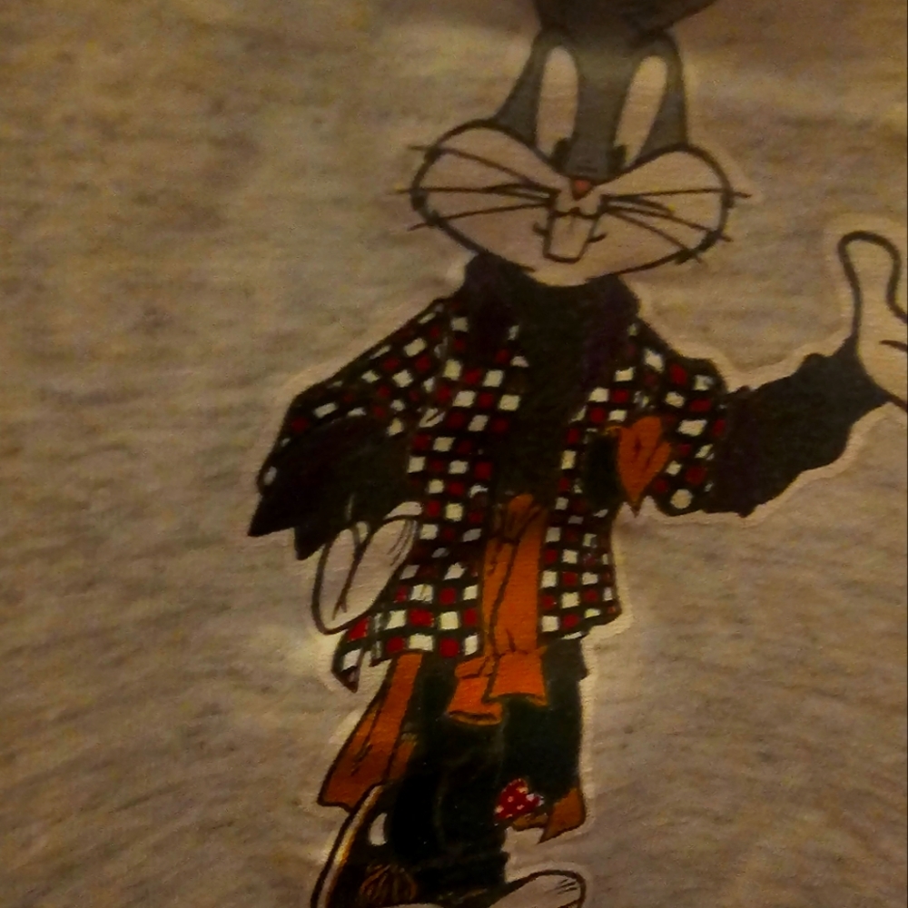 Vintage 1990s LOONEY TUNES Grey Button Up Baseball JERSEY T-Shirt - Picture 2 of 4